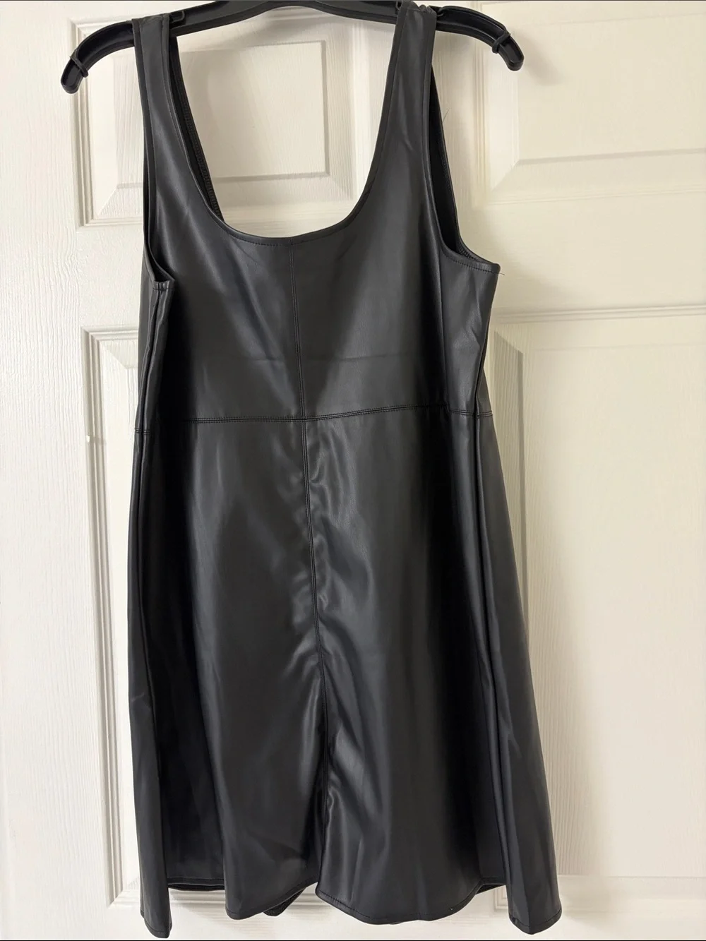 SHEIN Black Faux Leather Mini Tank Dress